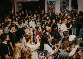 Gallery conversation with an audience